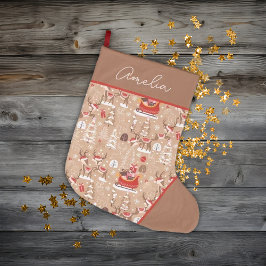 Calcetín Navideño Grande Patrón de renos de Navidades pequeños personalizad