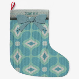 Calcetín Navideño Grande Patrón de sudor de sangre de los años 60 - Aqua si