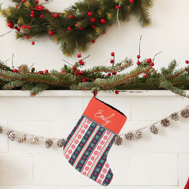 Calcetín Navideño Grande Patrón de suéter feo lindo Feliz Navidad