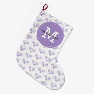 Calcetín Navideño Grande Patrón de tenis Personalizado Nombre personalizado