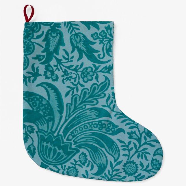 Calcetín Navideño Grande Patrón indio (de William Morris) Grandes Navidades (Anverso)