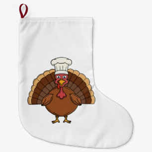 Calcetín Navideño Grande Pavo de dibujos animados del chef Día de Acción de