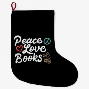 Calcetín Navideño Grande Peace Love Books Geeky & Cute Leading