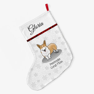 Calcetín Navideño Grande Pembroke Welsh Corgi Mom (rojo 1) Dog Mom Cute
