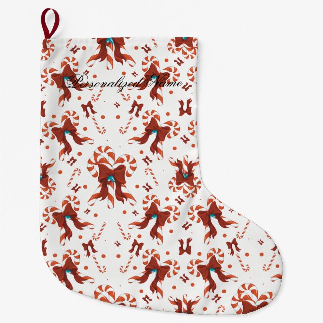 Calcetín Navideño Grande Peppermint Charm Christmas Stocking (Anverso)