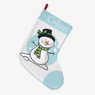 Calcetín Navideño Grande Pequeño hombre de nieve, grandes Navidades reaccio