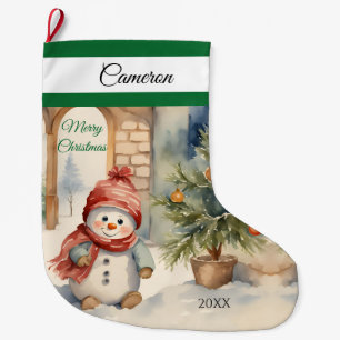 Calcetín Navideño Grande Pequeño hombre de nieve, grandes Navidades reaccio