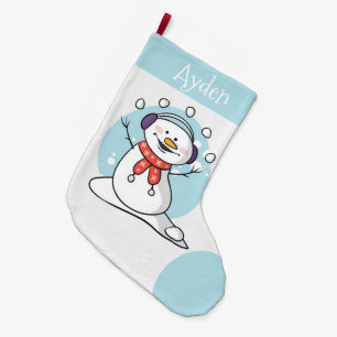 Calcetín Navideño Grande Pequeño hombre de nieve, grandes Navidades reaccio