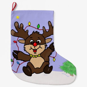 Calcetín Navideño Grande Pequeño reno