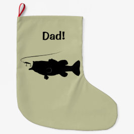 Calcetín Navideño Grande Perca americana en personalizable del nombre de la