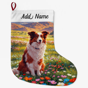 Calcetín Navideño Grande Perro Border Collie