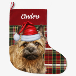 Calcetín Navideño Grande Perro de Cairn Terrier con plato navideño personal