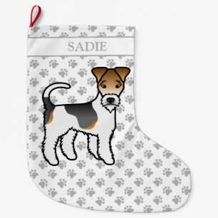 Calcetín Navideño Grande Perro de dibujos animados Terrier de zorro de alam