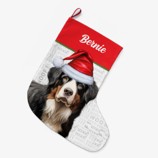 Calcetín Navideño Grande Perro de montaña de Berna con nombre de perro