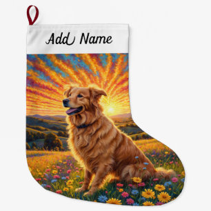 Calcetín Navideño Grande Perro de raza Retriever Dorado