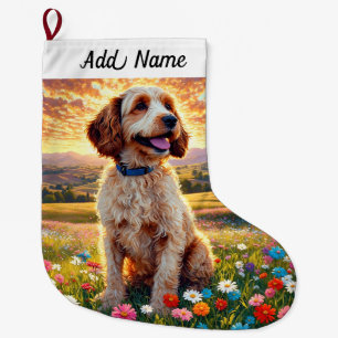 Calcetín Navideño Grande Perro Doodle