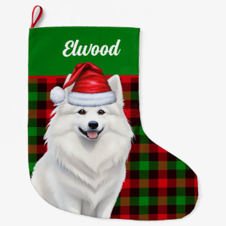 Calcetín Navideño Grande Perro esquimal americano con nombre
