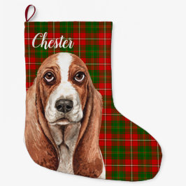 Calcetín Navideño Grande Perro heliano basset personalizado
