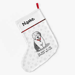 Calcetín Navideño Grande Perro inglés viejo podrido (gris 1) funesto
