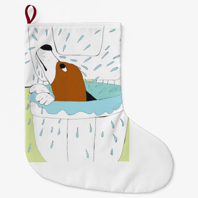 Calcetín Navideño Grande perro inodoro (Anverso)