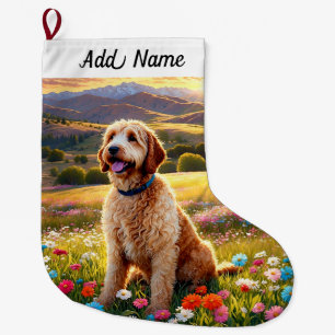 Calcetín Navideño Grande Perro Labradoodle