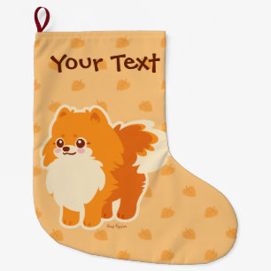 Calcetín Navideño Grande Perro lindo Kawaii Pomeranian