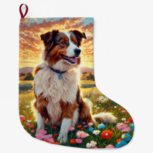Calcetín Navideño Grande Perro pastor Border Collie