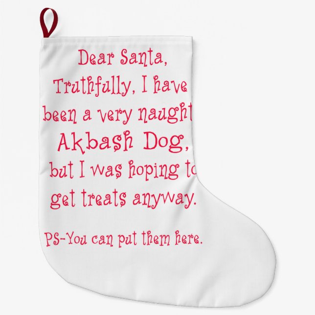 Calcetín Navideño Grande Perro travieso de Akbash (Anverso)