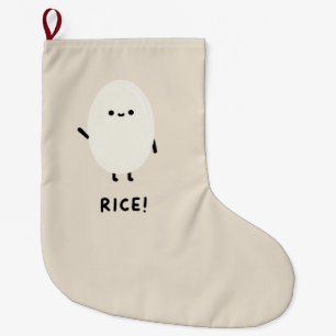 Calcetín Navideño Grande personaje de arroz lindo minimalista kawaii divert