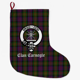 Calcetín Navideño Grande Personalizable Clan Carnegie Escudo Badge & Tartan