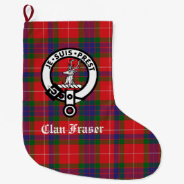 Calcetín Navideño Grande Personalizable Clan Fraser Escudo Badge & Tartan