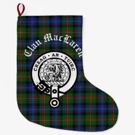 Calcetín Navideño Grande Personalizable Clan MacLaren Escudo Badge & Tartan