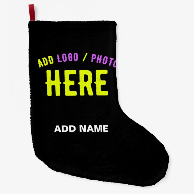 CALCETÍN NAVIDEÑO GRANDE PERSONALIZABLE MODERNO ESTILO NEGRO VERIFICADO MAR (Anverso)