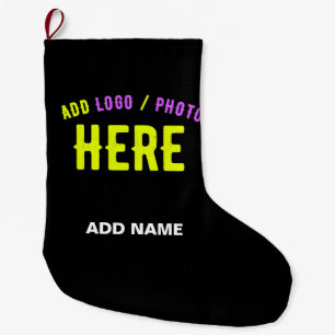 CALCETÍN NAVIDEÑO GRANDE PERSONALIZABLE MODERNO ESTILO NEGRO VERIFICADO MAR