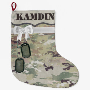 Calcetín Navideño Grande Personalizado almacenando al ejército OCP Camo