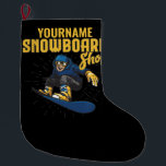 Calcetín Navideño Grande Personalizado Boarder Snowboarding Shop Big Air<br><div class="desc">Diseño personalizado del Snowboard Snowboard Snowboard Shop Big Air Trick. Personalizar con su NOMBRE personalizado o texto Personalizado!</div>