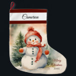 Calcetín Navideño Grande Personalizado Chica de Snowman<br><div class="desc">¡Trae alegría de vacaciones a tu casa con nuestro Chica de Snowman y grandes Navidades! Ideal para regalos y regalos,  es una deliciosa adición a tus festividades. ¡Personaliza con ese nombre y año especial para un maravilloso mantenimiento! Diseños exclusivos creados sólo para ti desde My Baby Boutique!</div>