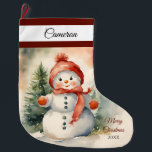 Calcetín Navideño Grande Personalizado Chica de Snowman<br><div class="desc">¡Trae alegría de vacaciones a tu casa con nuestro Chica de Snowman y grandes Navidades! Ideal para regalos y regalos,  es una deliciosa adición a tus festividades. ¡Personaliza con ese nombre y año especial para un maravilloso mantenimiento! Diseños exclusivos creados sólo para ti desde My Baby Boutique!</div>