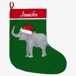 Calcetín Navideño Grande Personalizado de elefante lindo