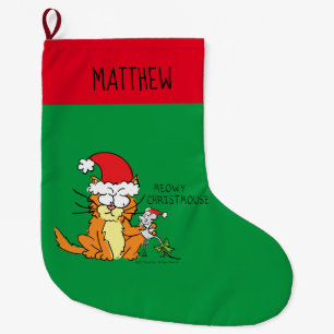 Calcetín Navideño Grande Personalizado de Navidades divertidos con gato Rat