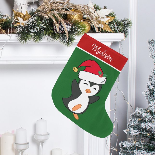 Calcetín Navideño Grande Personalizado de Pingüino Navidades Cuitos (Subido por el creador)