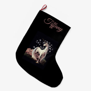 Calcetín Navideño Grande Personalizado de Unicornio