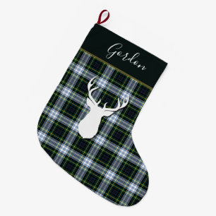 Calcetín Navideño Grande Personalizado del Clan Gordon Deer