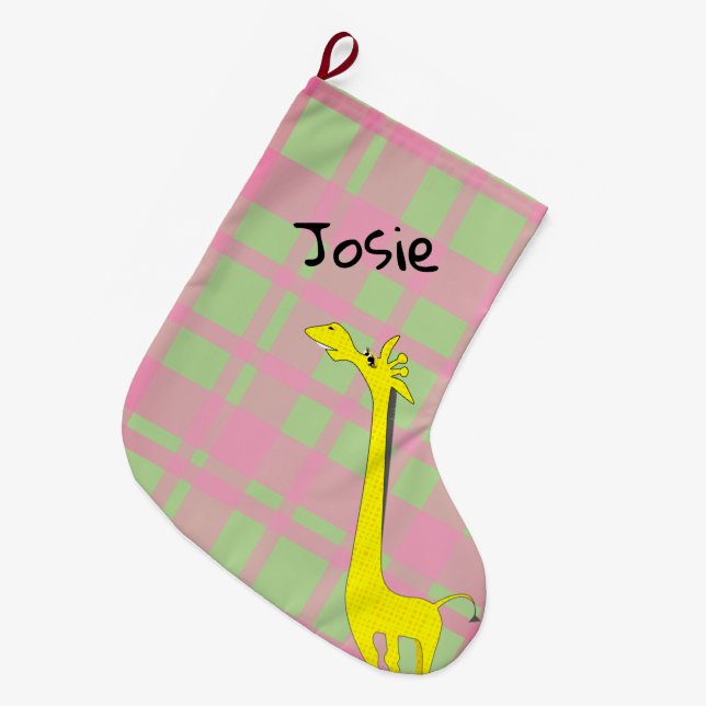 Calcetín Navideño Grande Personalizado Giraffe (Frente (Colgado))