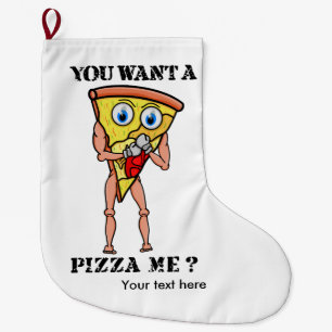 Calcetín Navideño Grande Personalizado hablando boxeo de pizza