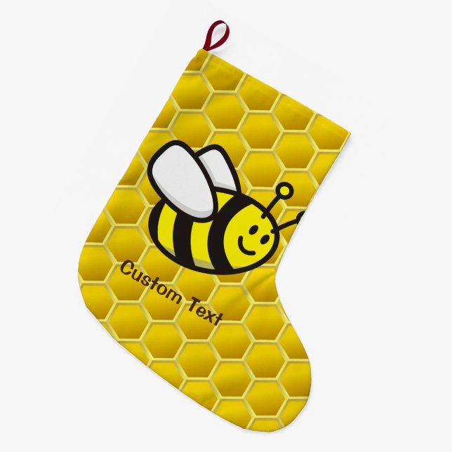 Calcetín Navideño Grande Personalizado Honeybee (Frente (Colgado))