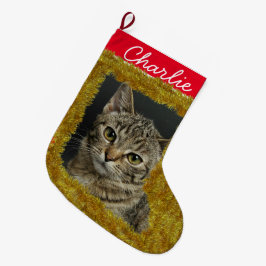 Calcetín Navideño Grande Personalizado mascota Foto/ Nombre Pequeños Navida