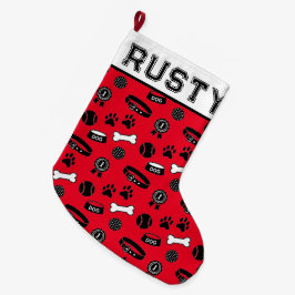 Calcetín Navideño Grande Personalizado Para Su Perro Mascota