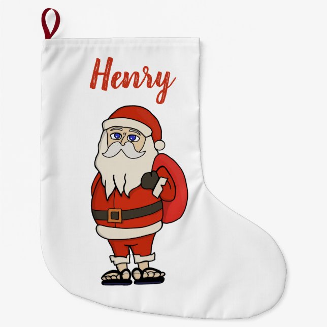 Calcetín Navideño Grande Personalizado Santa Claus Navidades Flip Flops (Anverso)