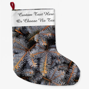 Calcetín Navideño Grande Personalizado Texto Invierno Evergreen Pine Spruce